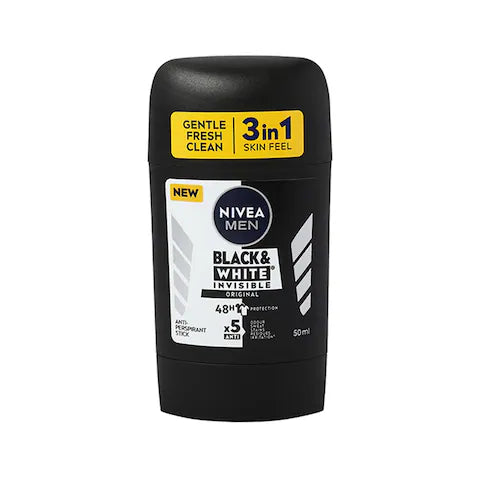 Nivea Men Black & White Invisible Fresh, 48H Deodorant Stick, 50ml