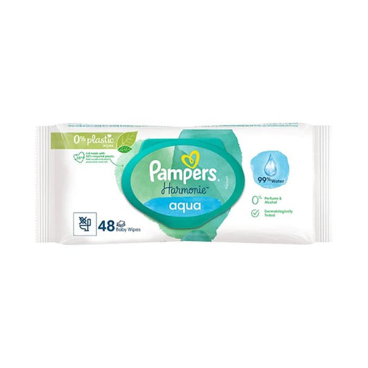 Pampers Aqua Pure Organic Cotton Baby Wipes, Perfume & Alcohol Free, 48-Pack