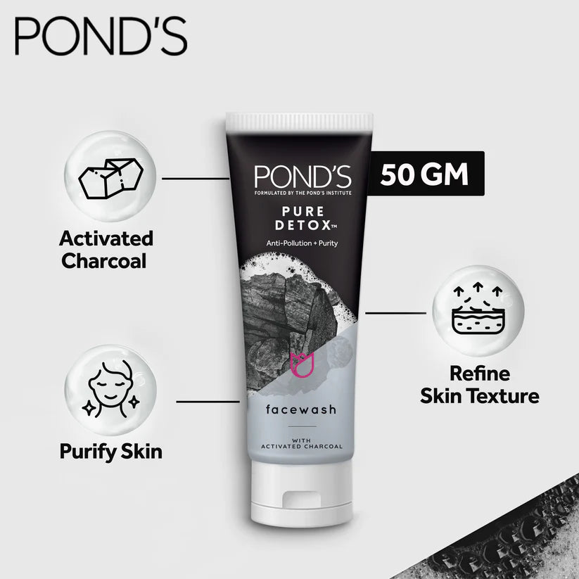 Pond's Pure Detox Anti-Pollution + Purity Face Wash, 50g