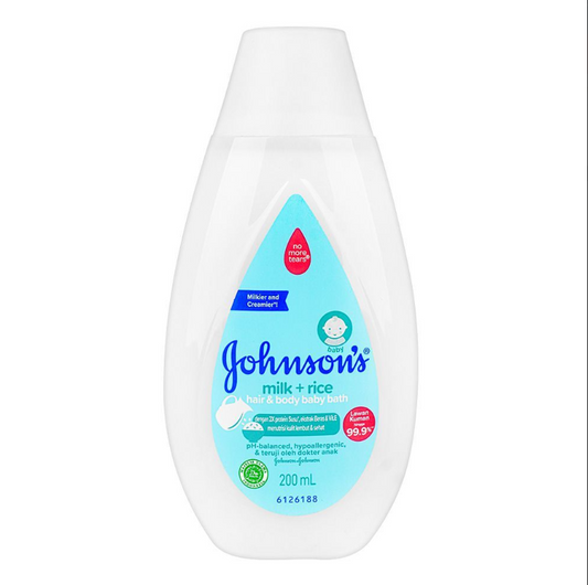 Johnson Milk+Rice Hair & Baby Body Bath, 200ml