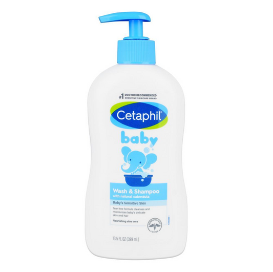 Cetaphil Baby Natural Calendula Wash & Shampoo, For Sensitive Skin, Tear Free, 399ml