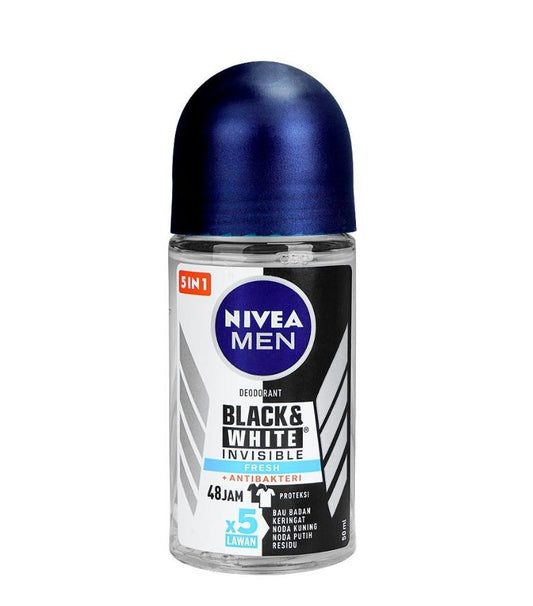 Nivea Men 48H Invisible Black & White Fresh Roll On, 50ml