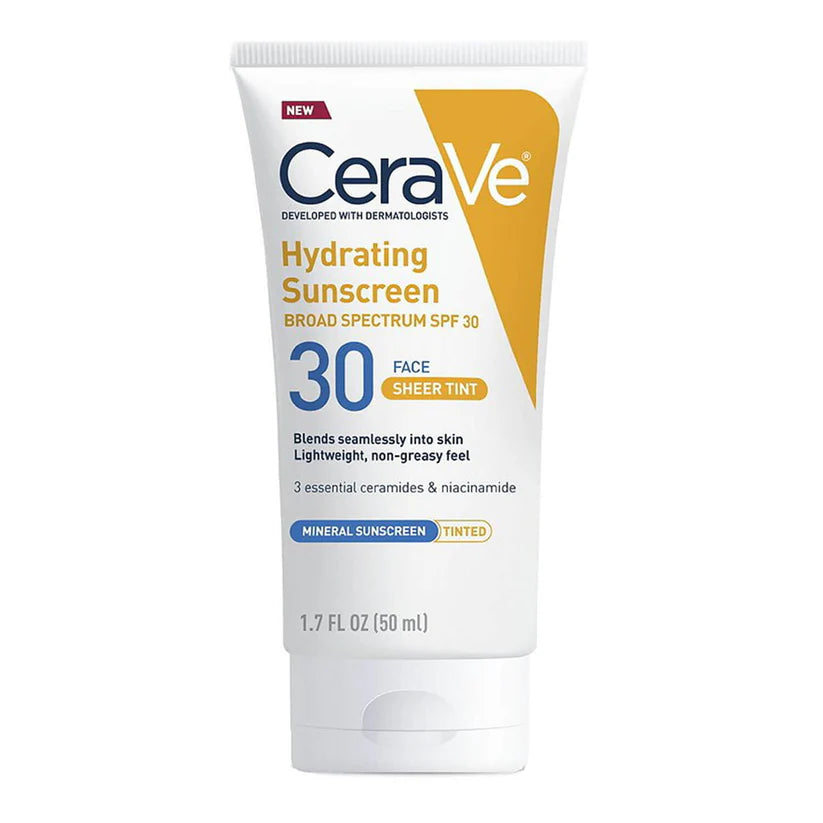 Cerave Hydrating Mineral Sunscreen Spf30 Face Sheer Tint 1.7Oz/50Ml (6/24 exp)