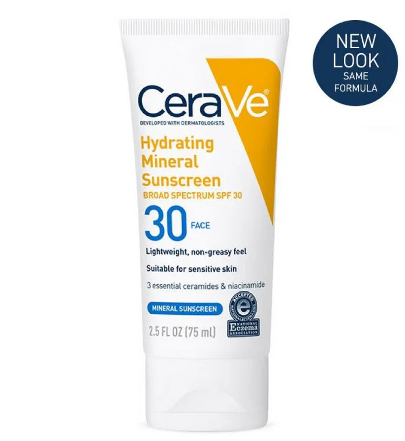 Cerave Hydrating Mineral Sunscreen Spf30 Face 2.5Oz/75Ml (11/24 exp)