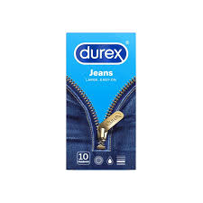 Durex Jeans Large Easy On Condoms, 10-Pack